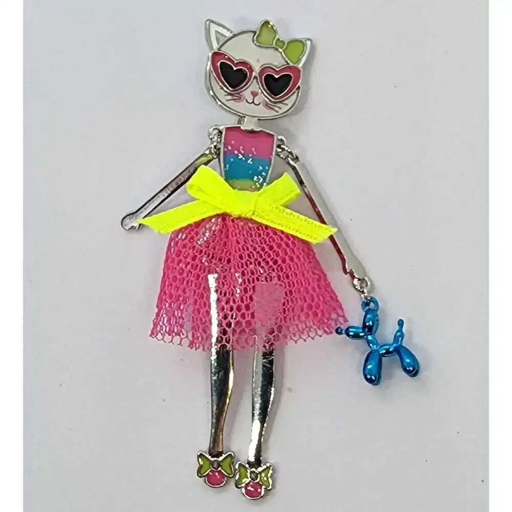 Cat Brooch Whimsical Tulle Skirt Sunglasses Balloon Animal Dangling Arms & Legs